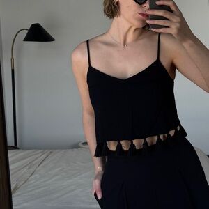 Club Monaco Black Tassel Crop Top - Sz Small